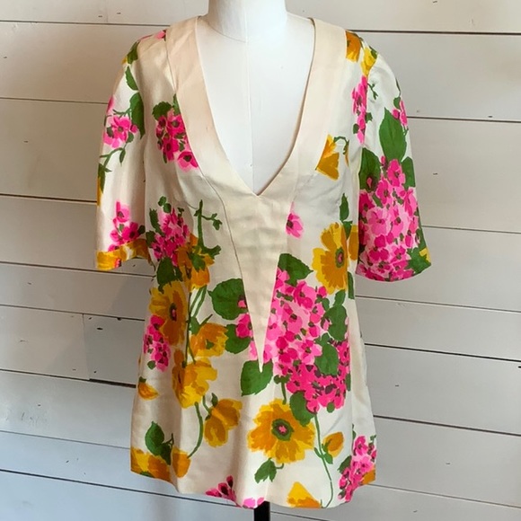 Vintage Tops - Vintage floral SILK blouse